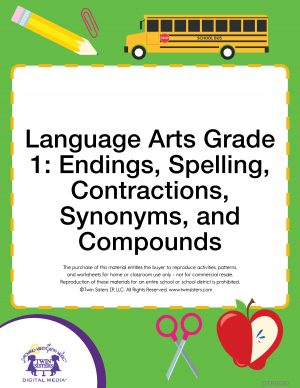 Image representing cover art for Language Arts Grade 1: Endings, Spelling, Contractions, Synonyms, and Compounds