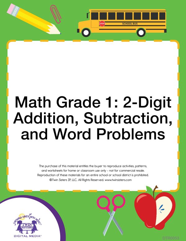 Image representing cover art for Math Grade 1: 2-Digit Addition, Subtraction, and Word Problems