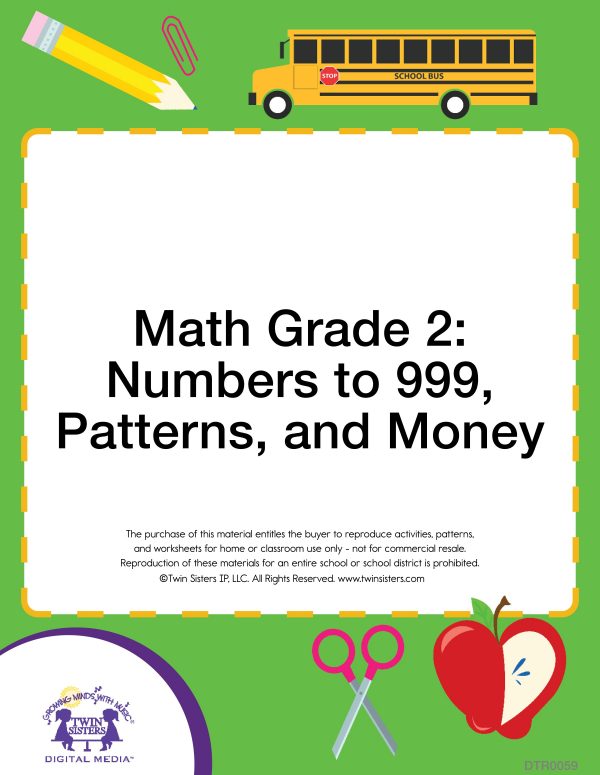 Image representing cover art for Math Grade 2: Numbers to 999, Patterns, and Money