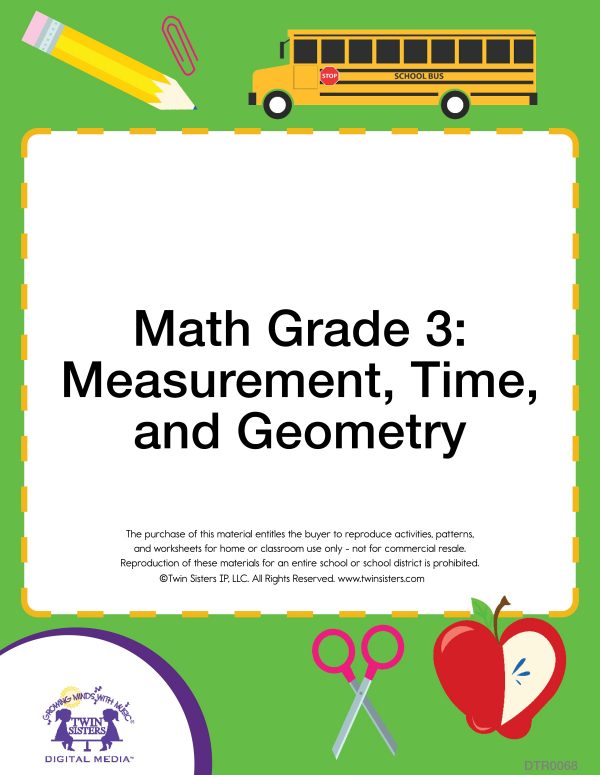 Image Representing Cover Art For Math Grade 3: Measurement, Time, And Geometry