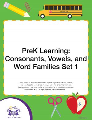 Image representing cover art for PreK Learning: Consonants, Vowels, and Word Families Set 1