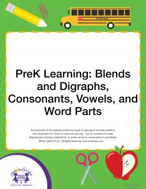 Image representing cover art for PreK Learning: Blends and Digraphs, Consonants, Vowels, and Word Parts