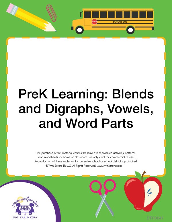 Image Representing Cover Art For Prek Learning: Blends And Digraphs, Vowels, And Word Parts