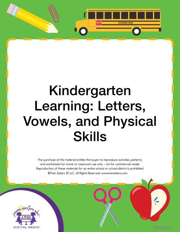 Image Representing Cover Art For Kindergarten Learning: Letters, Vowels, And Physical Skills