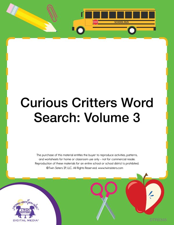 Image Representing Cover Art For Curious Critters Word Search: Volume 3